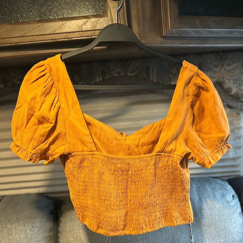 Haute Monde Orange and Beige/light pink Puff Sleeve Blouses - Picture 6 of 13